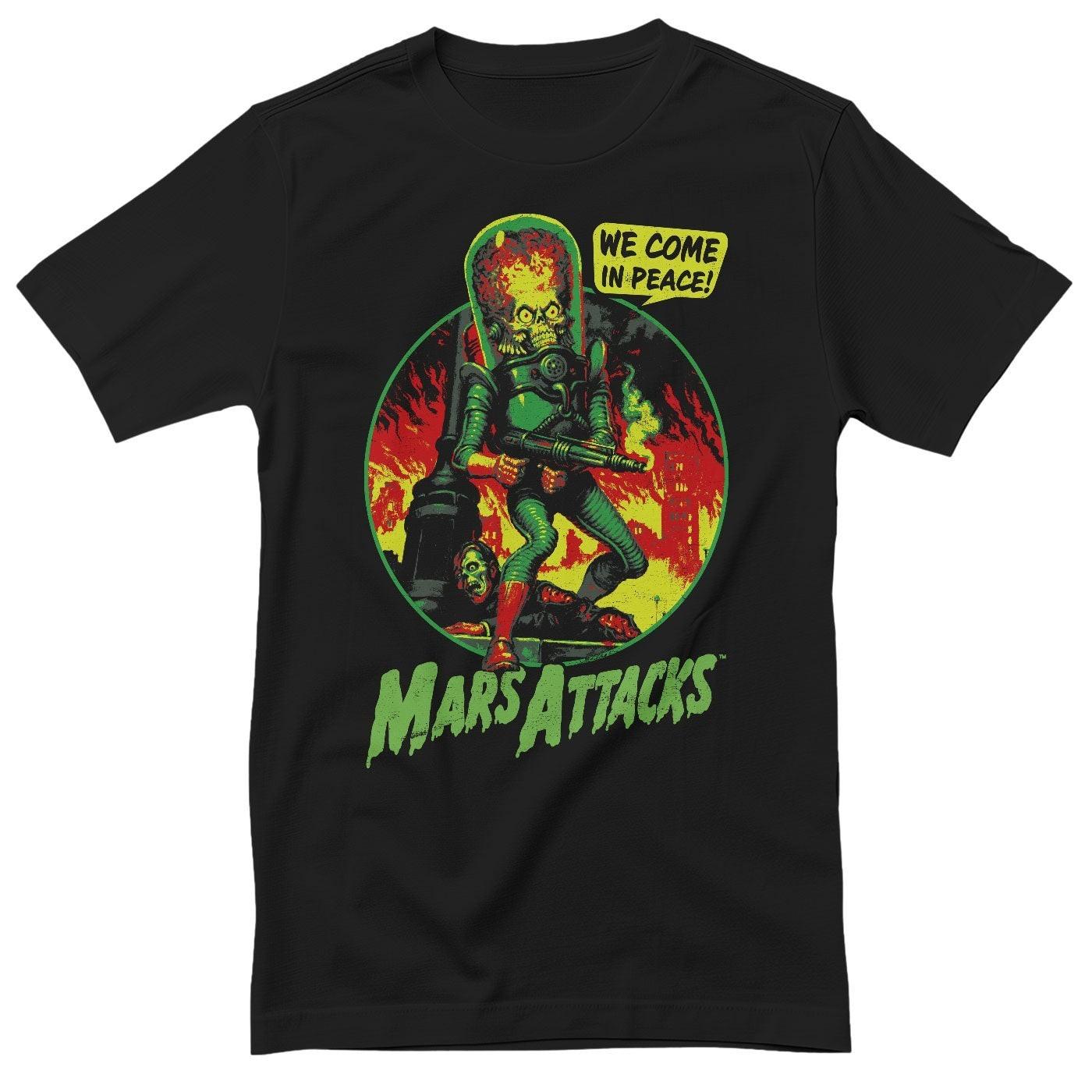 Officially Licensed Mars Attacks We Come In Peace Mens T-Shirt XXL