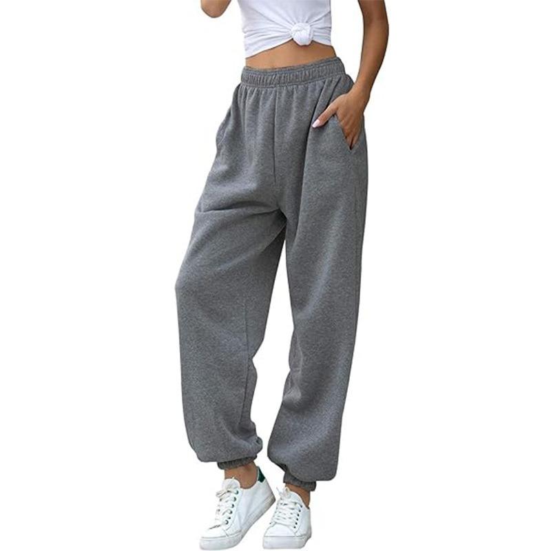 Women Elastic Waist Drawstring Jogger Pants Loose Casual Sweatpants With Side Pockets S