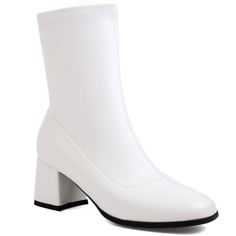 Fashion Autumn Ankle Boots for Women Black Gold Short Boot Fashion Square Toe Thigh Dance Fetish Party Shoes Lady Large Size 45