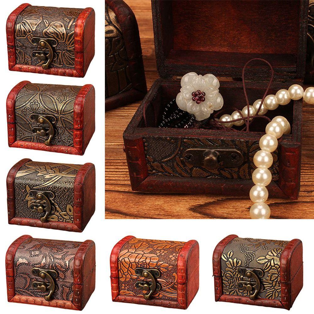 Retro Wood Storage Box Chinese Style Treasure Box Vintage Vintage Mini Box Home Decoration