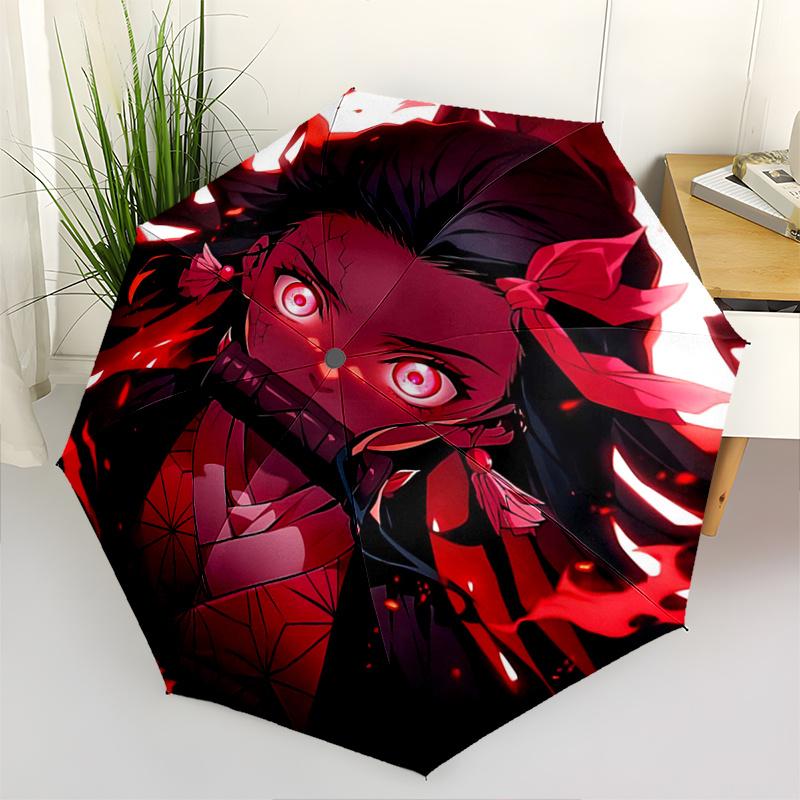 1pc Anime Character Kamado Nezuko Fashion Automatic Opening and Closing Cartoon Umbrella - Small Umbrella Suitable for Various Occasions J004