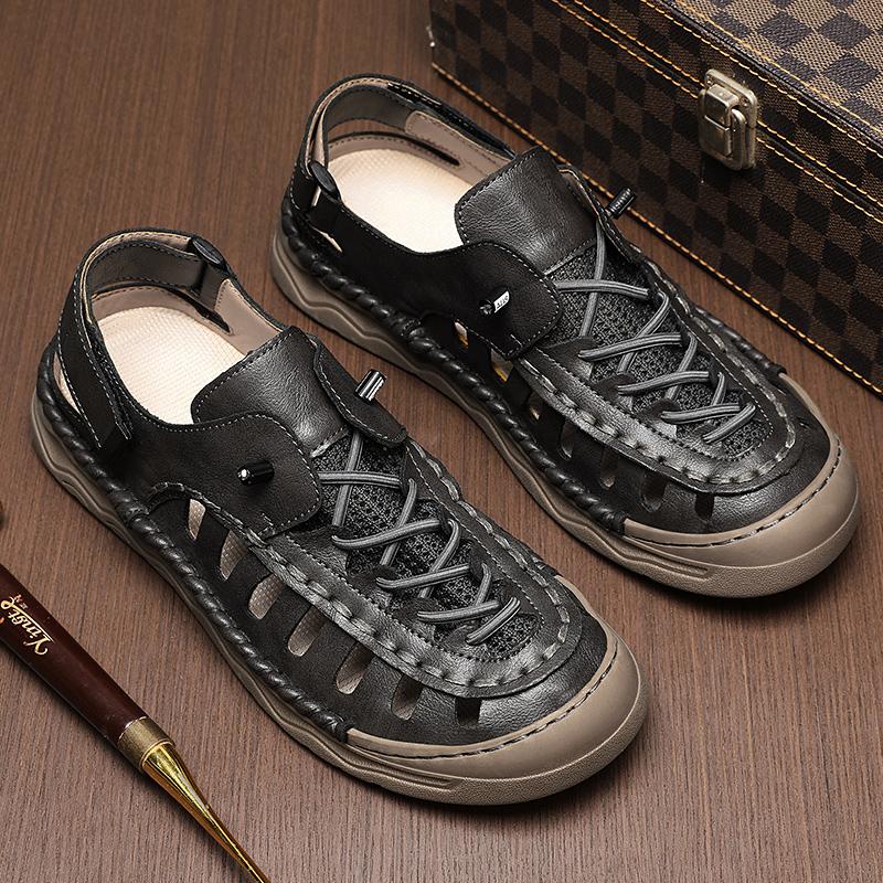 Fashion 2025 Cow Leather Casual Sandals Summer High Quality Outdoor Handmade Men Sandals Comfy Thick Bottom Mens Beach Shoes Size 48