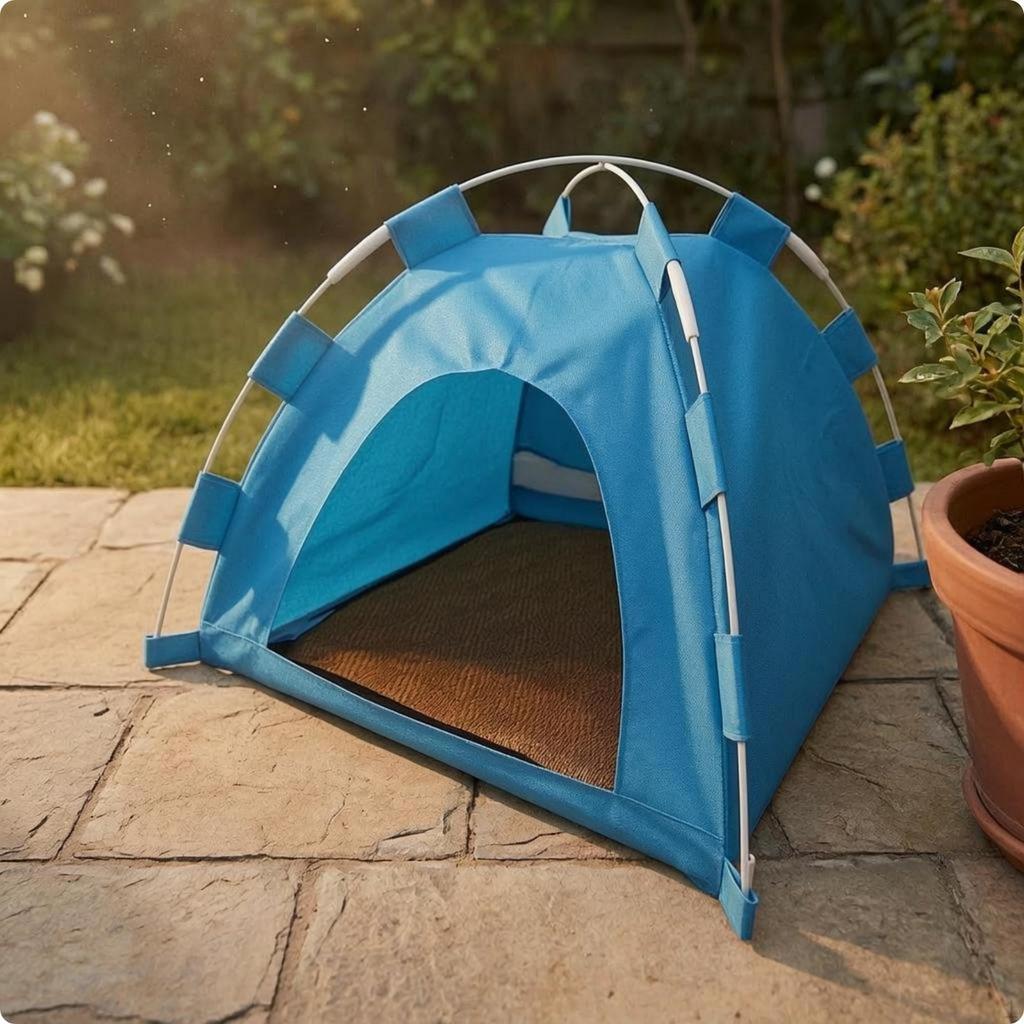 Foldable Pet Tent Bed Breathable Covered Cat Cave Cooling Surface for Cats, Dogs