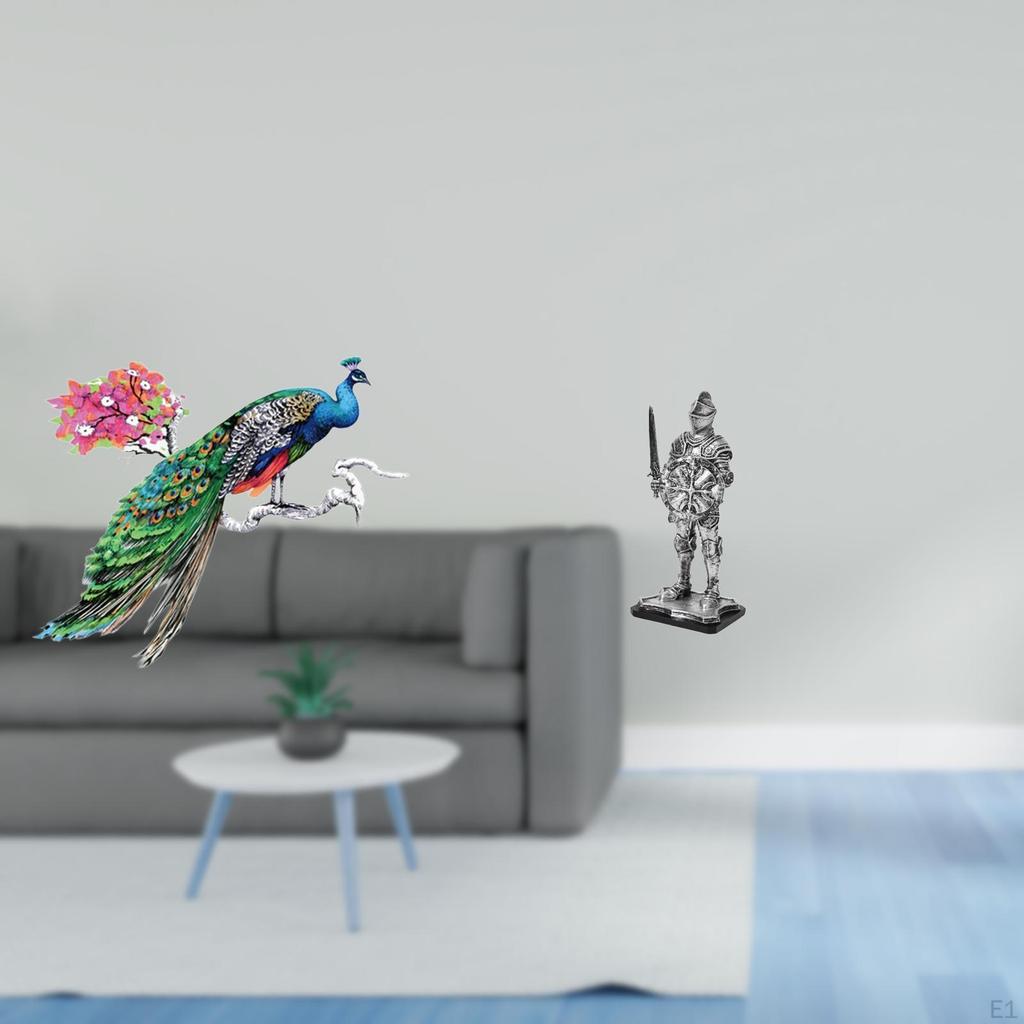 Retro PVC Wall Sticker And Knight Statue Sculpture Vintage Creative Tabletop Ornament for Living