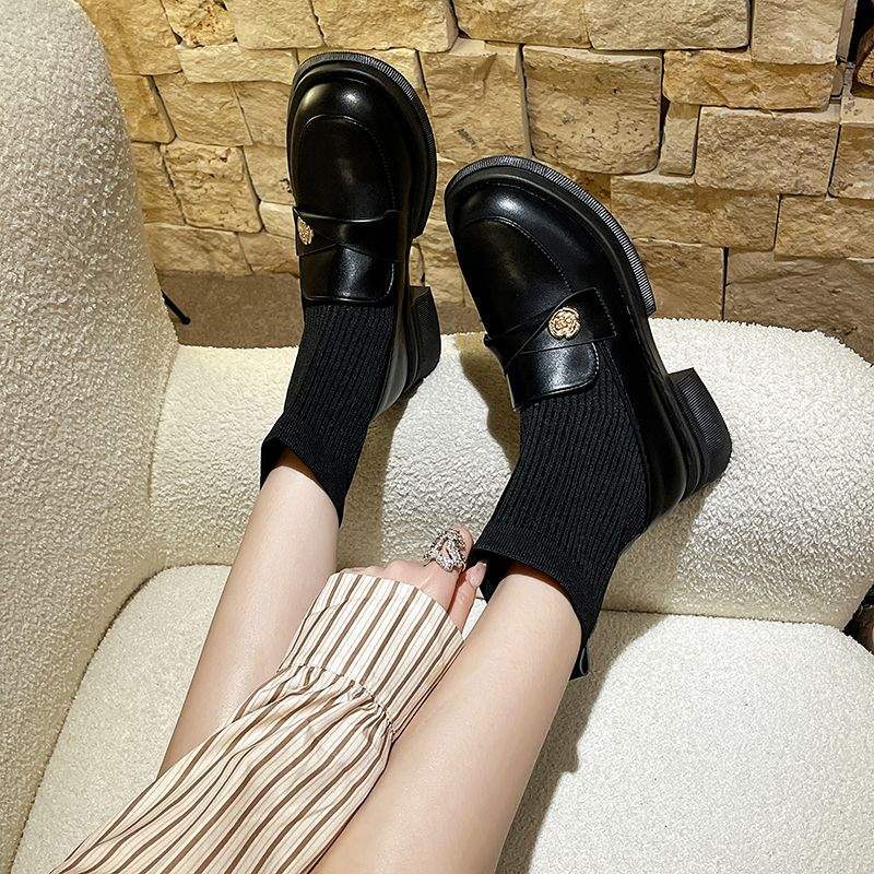 Martin boots children 2025 popular foreign style small short boots platform socks boots thin small ankle boots autumn and winter velvet