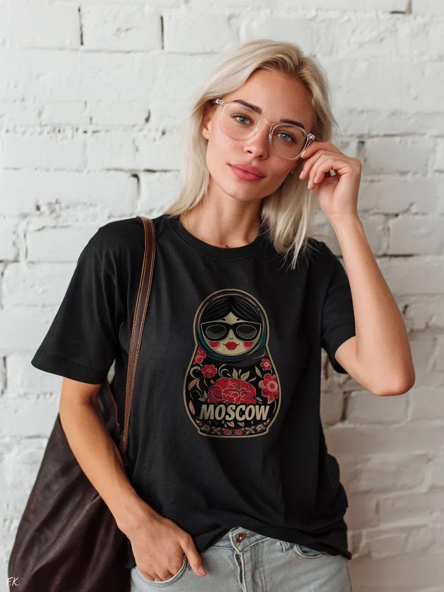 

Basic oversized T‑shirt with matryoshka print L