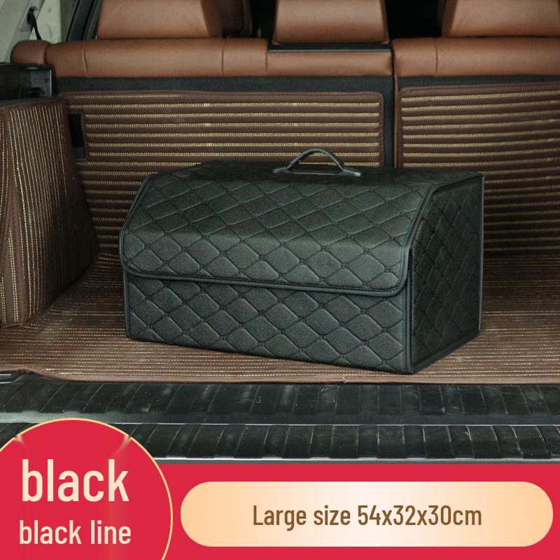 Trunk Storage Box: Multifunctional Folding Car Organizer with Logo-Printed Leather
