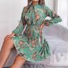 Long Sleeve Dress New Arrival Fashion Female Early Autumn Temperament Long Sleeve Floral Flounce Short Dress
