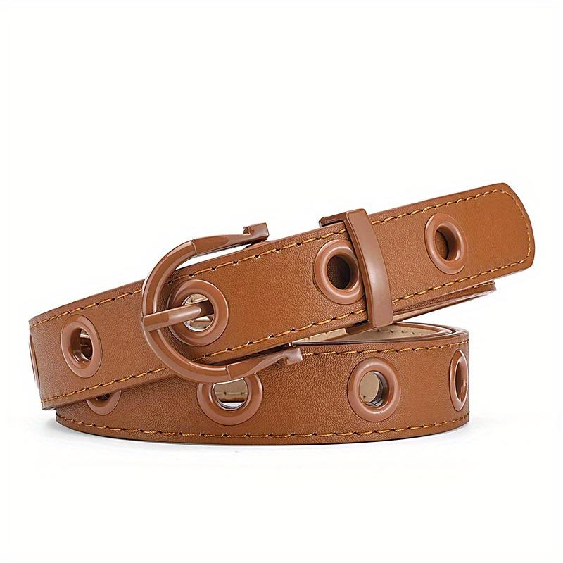 

Women s and Men Punk Rock Belt Jeans Hollow Out Decorative Women s Belt, Personalized Punk Solid Color Belt коричневий