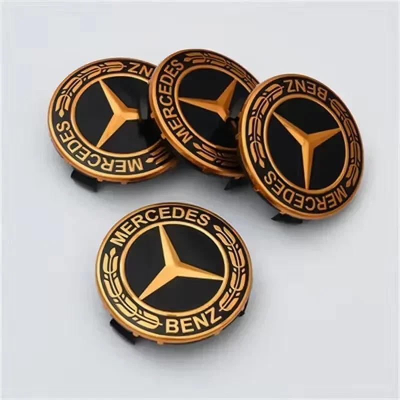 For Mercedes Benz 4 Pieces/Set 75mm For Mercedes Benz AMG W203 W206 W220 W205 W211 W212 Car Wheel Center Hub Caps Benz Emblem Ti