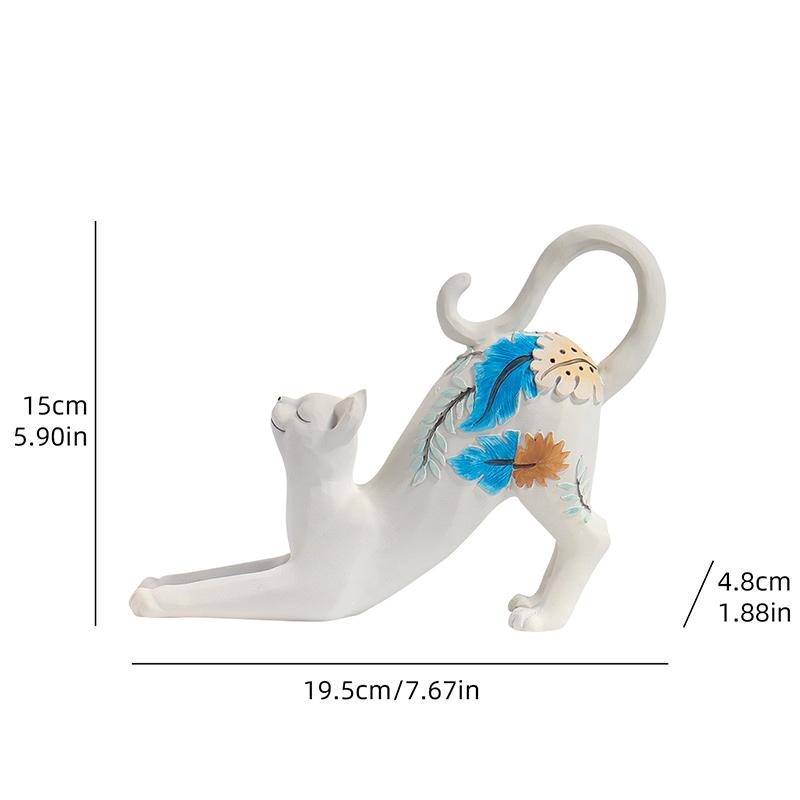 White Lying Cat Painted Resin Ornament, Elegant and Cute Design, Perfect for Home Decor, Desk Display, Bookshelf Decoration