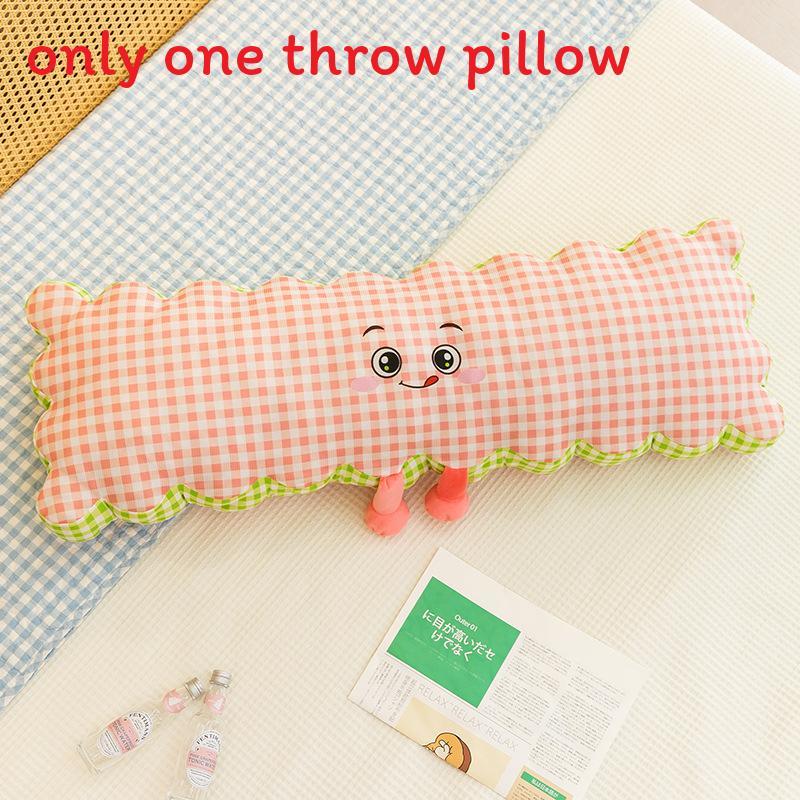 Plush Bubble Grid Cookie Long Pillow For Bedroom And Side Sleepers