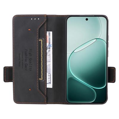 Pour Oppo Oppo A6 Pro 5G Étui Portefeuille en Cuir Housse à Rabat pour Téléphone avec Décoration en Métal