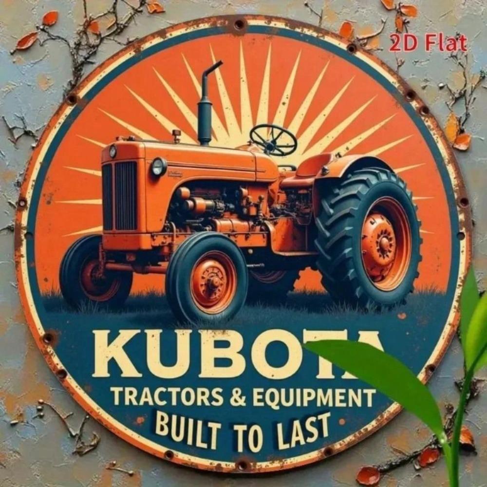 Vintage Kubota Tractor Metal Poster Wall Art Decor for Living Room