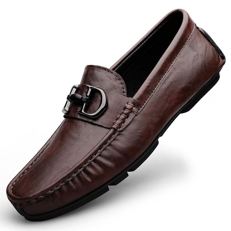 Fashion Men's Lightweight Genuine Leather Formal Leather Shoes Soft Comfortable Non-slip Casual Men's Wedding Groomsman Office Loafers