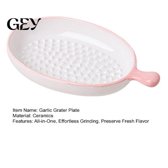 Kitchen Prep Tool Ceramic Garlic Grater Plate for Food Prep, Multifunctional Ginger And Parmesan Mincer Dish, Non Slip Masher Bowl Cheese Nutmeg