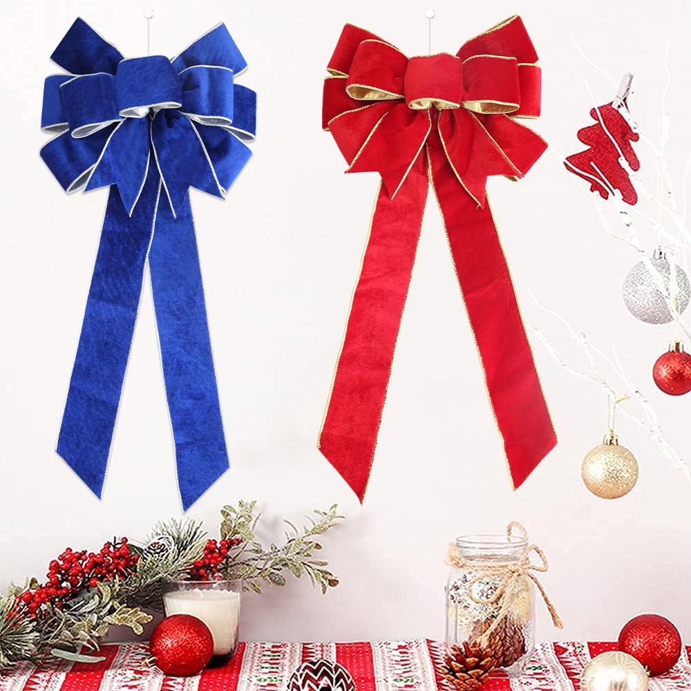Red Luxurious 60cm Velvet Christmas Bow Decoration For Festive Tree Ornamentation