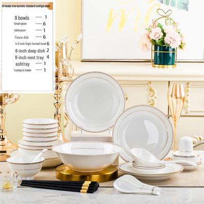 JANLA European Light Luxury 28-Piece Ceramic Dinnerware Set
