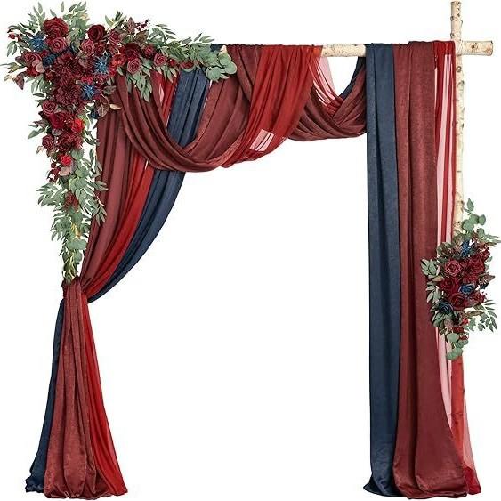Luxury Wedding Arch Flower Six-Piece Set - 2 Pieces Flower Game 3 Pieces Curtain 1 Arch Suitable For Wedding Diy Decoration