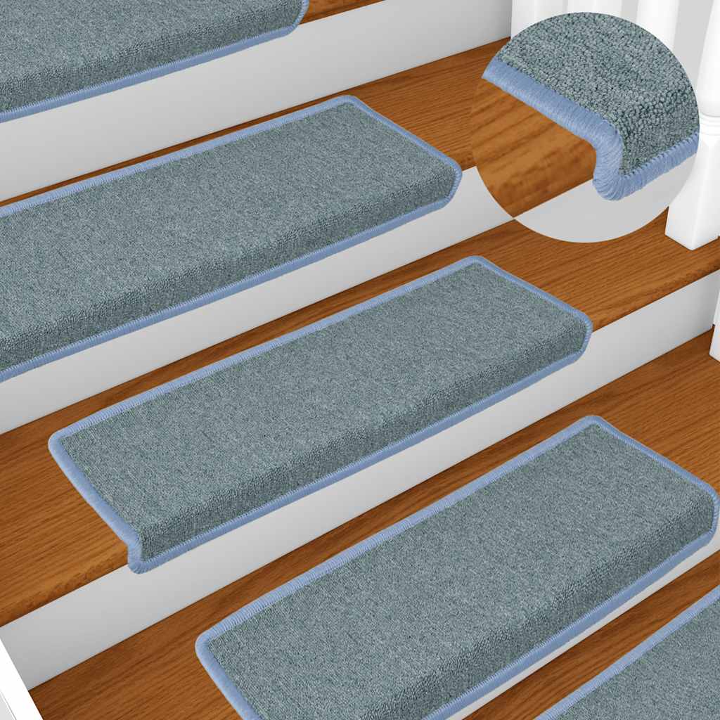 Stair Mats 15 Pcs. 65x21x4 Cm Sea Blue Rectangular Edge