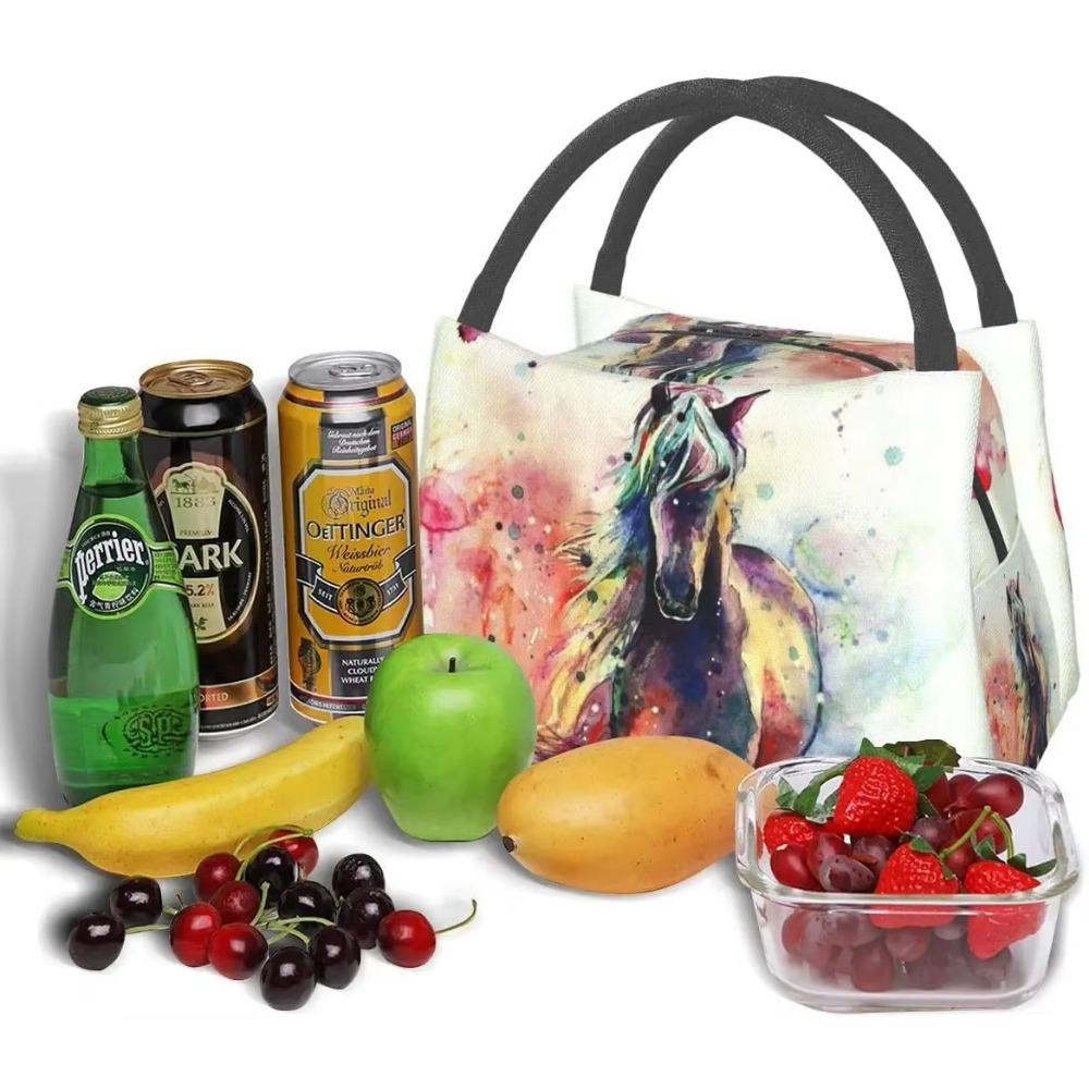 Watercolor Horse Lunch Bag Tote Bag Lunch Bag for Men Women Lunch Box Reusable Insulated Lunch Container Work Pinic or Travel