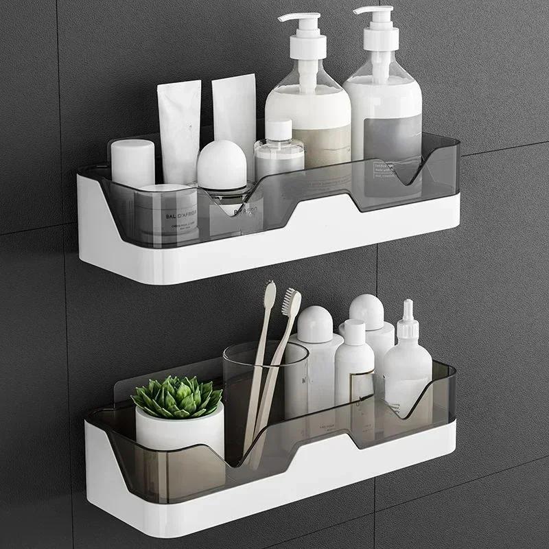 Bathroom Shelf Organizer Shower Storage Rack No Punching Required Corner Shelves Wall Mounted Aluminum Toilet Shampoo Holder