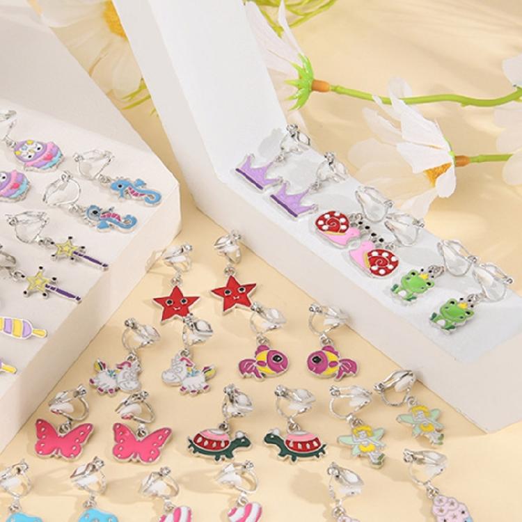Pairs of 20 Earrings for Girls Star Plant Shape Non-pierced Earring for Teen