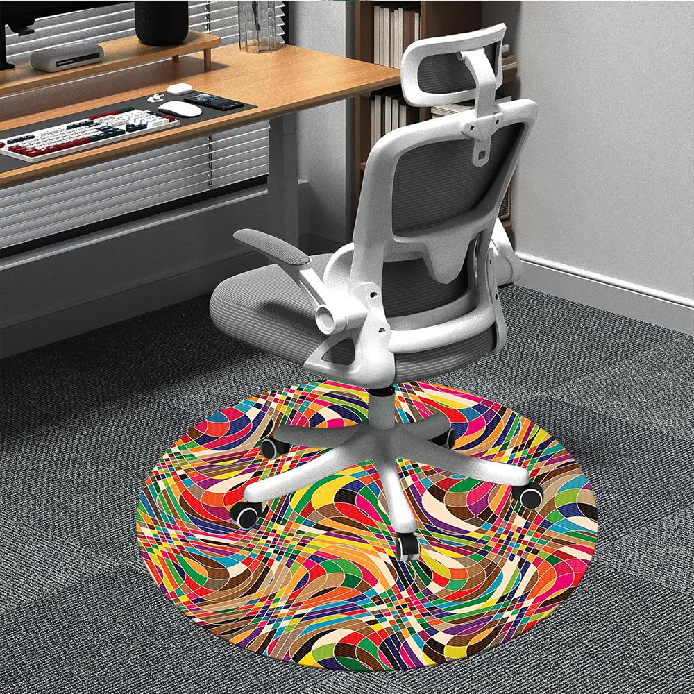 1pc Colorful AbstractChair Carpet for Office, Indoor Non-Slip Washable Polyester Fiber Carpet, Mat For Office, Machine Washable