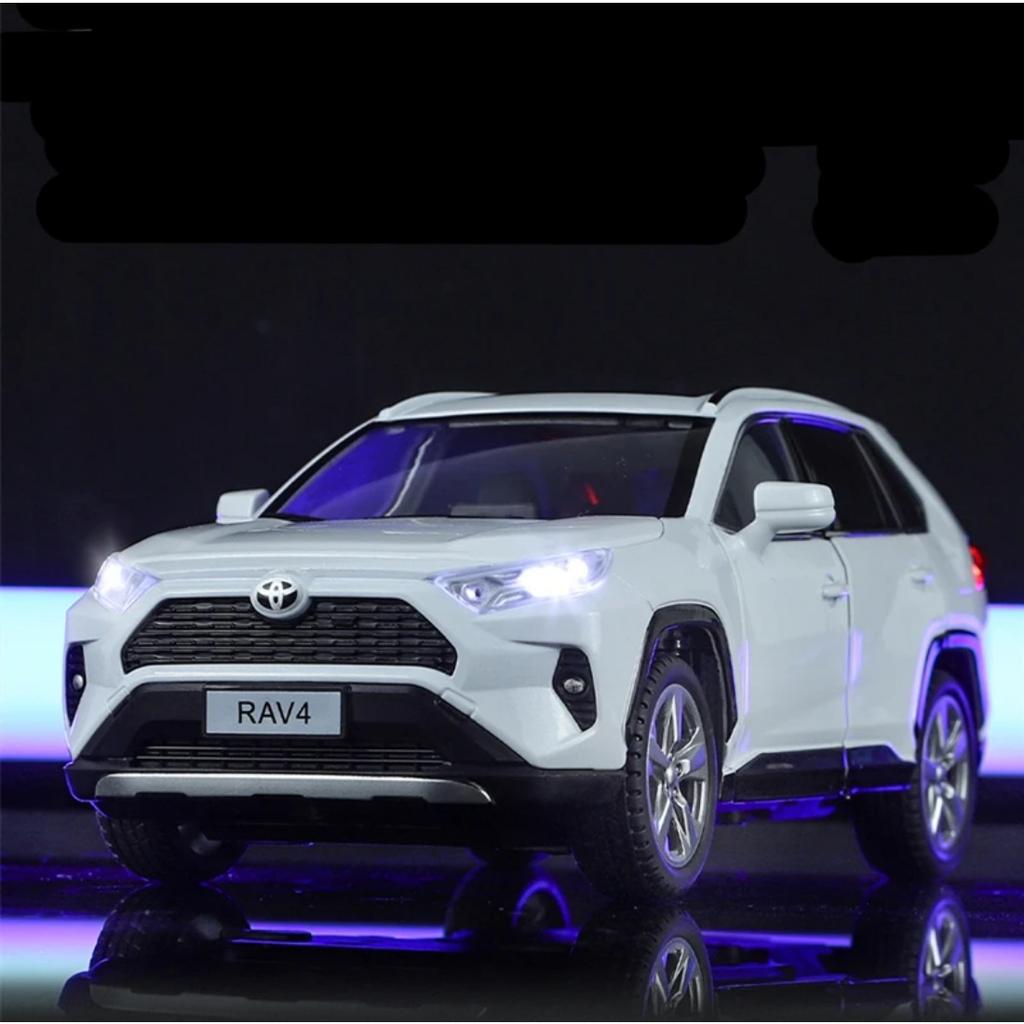 1/24 Toyotas RAV4 SUV Alloy Car Model Diecast Metal Toy Off-road Vehicles Car Model Simulation Sound and Light Children Toy Gift