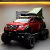1:28 Scale UNIMOG Motorhome X-Class 6x6 U5000 Car Model Toy Sound Light Pull Back Doors Opened Off-road Vehicle Models Boys Gift