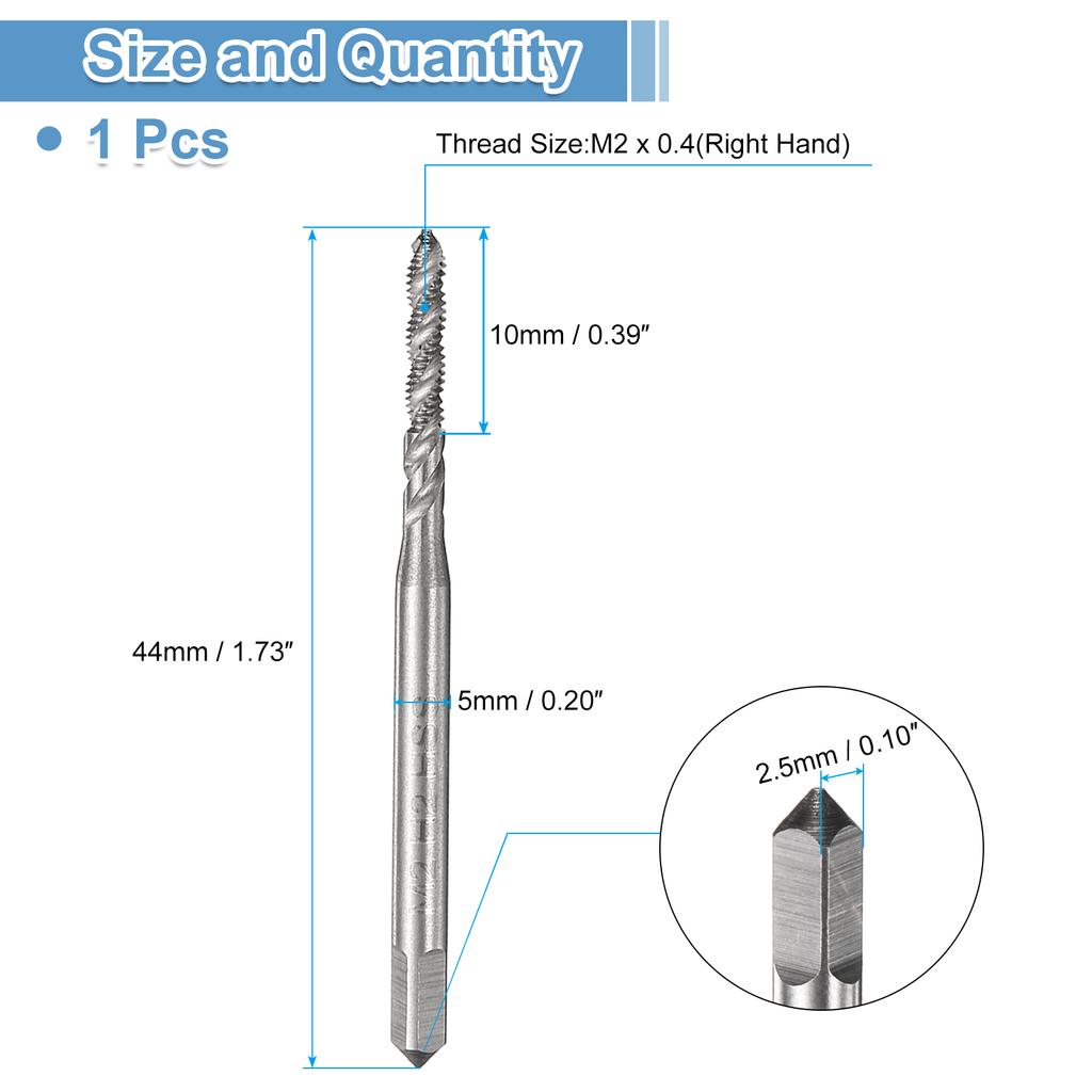 M2 M2.5 M3 M4 M5 M6 M7 M8 M10 M12 M14 M16 M18 M20 M22 Spiral Flute Thread Tap Metric Machine Taps HSS6542 Uncoated