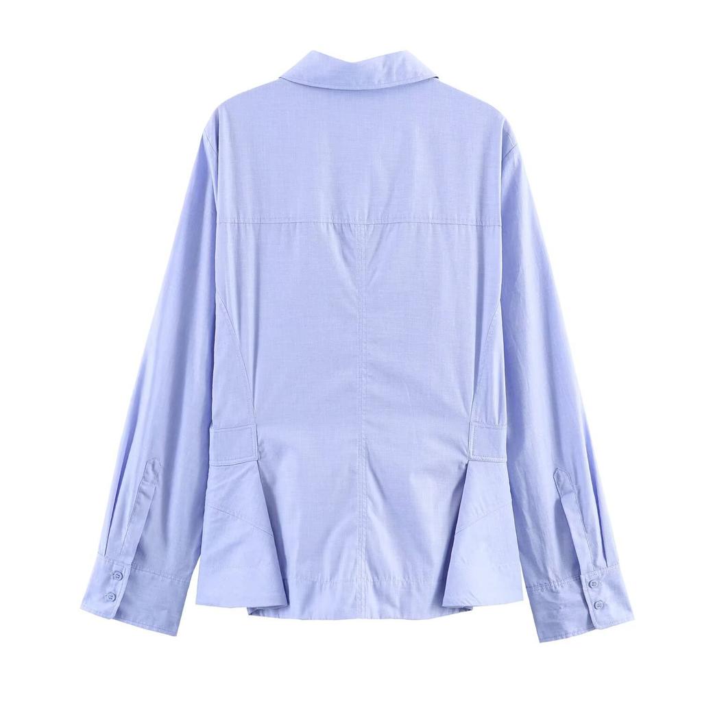 European and American style, new women's clothing, foreign style, short skirt hem poplin shirt 1071974