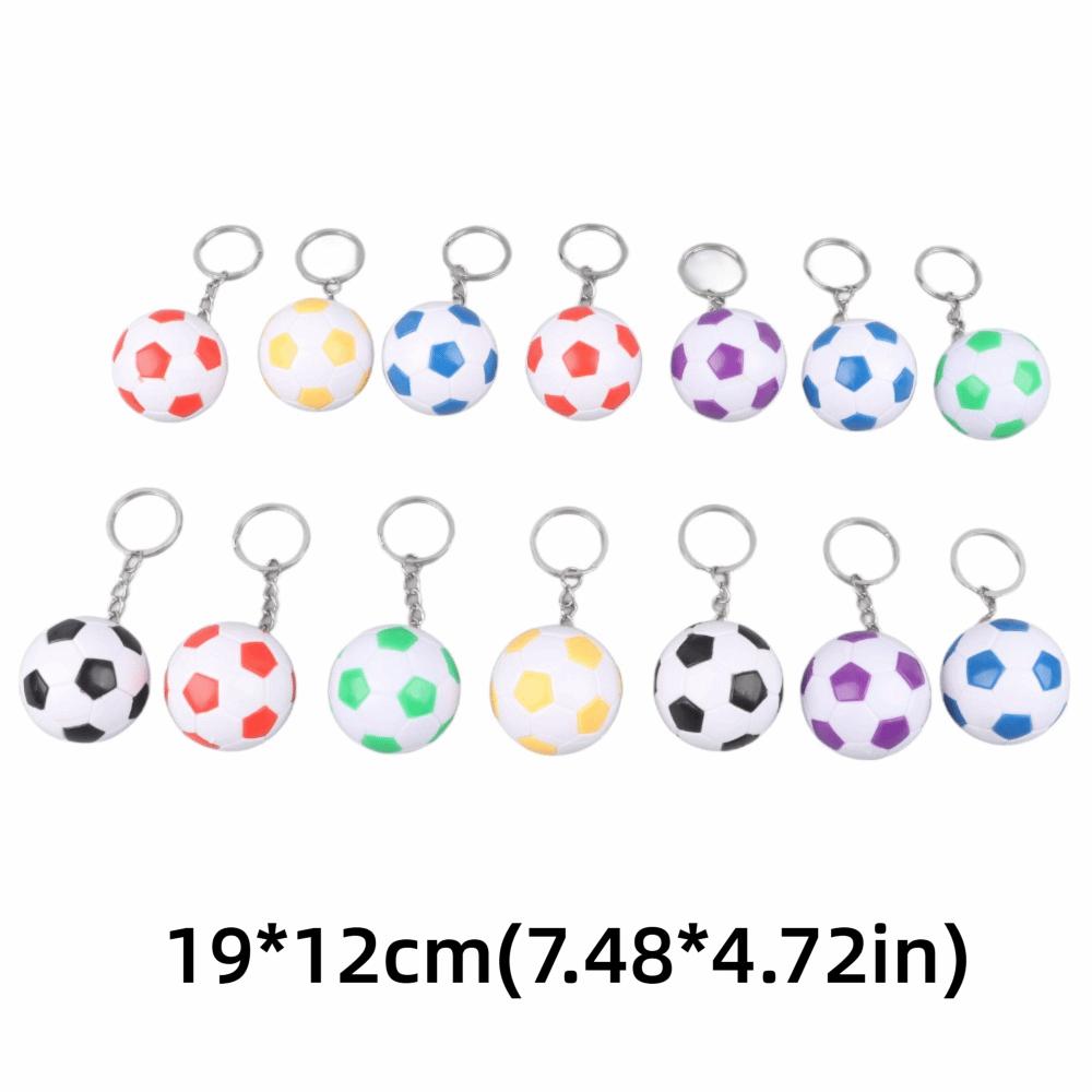 14pcs Pull On Closure Football Keychains Waterproof Design Sport Ball Key Chain  Bag Decoration