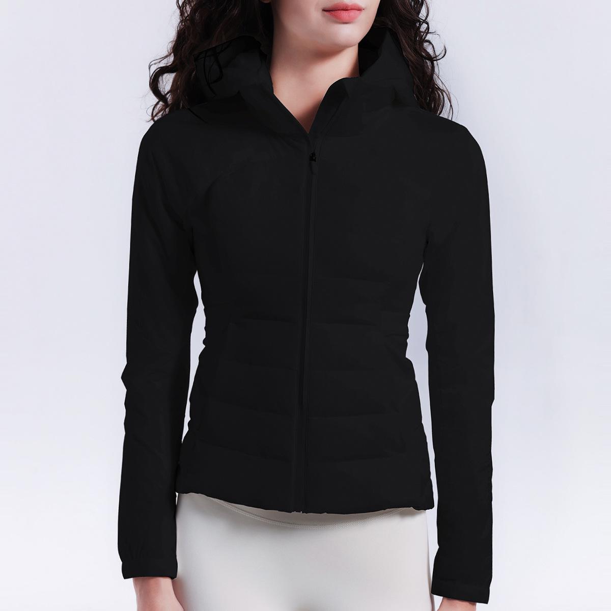 

Жіноча спортивна пухова куртка приталеного крою в стилі Lulu - Легка, тепла, вітрозахисна, для йоги та бігу L чорний