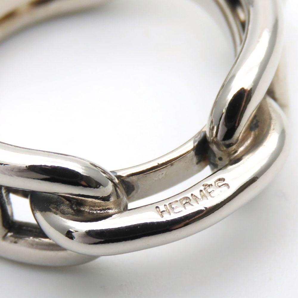 Used HERMES Scarf Ring Legato ChÃ©ne Dunkel Metal 12.1g Silver Accessories