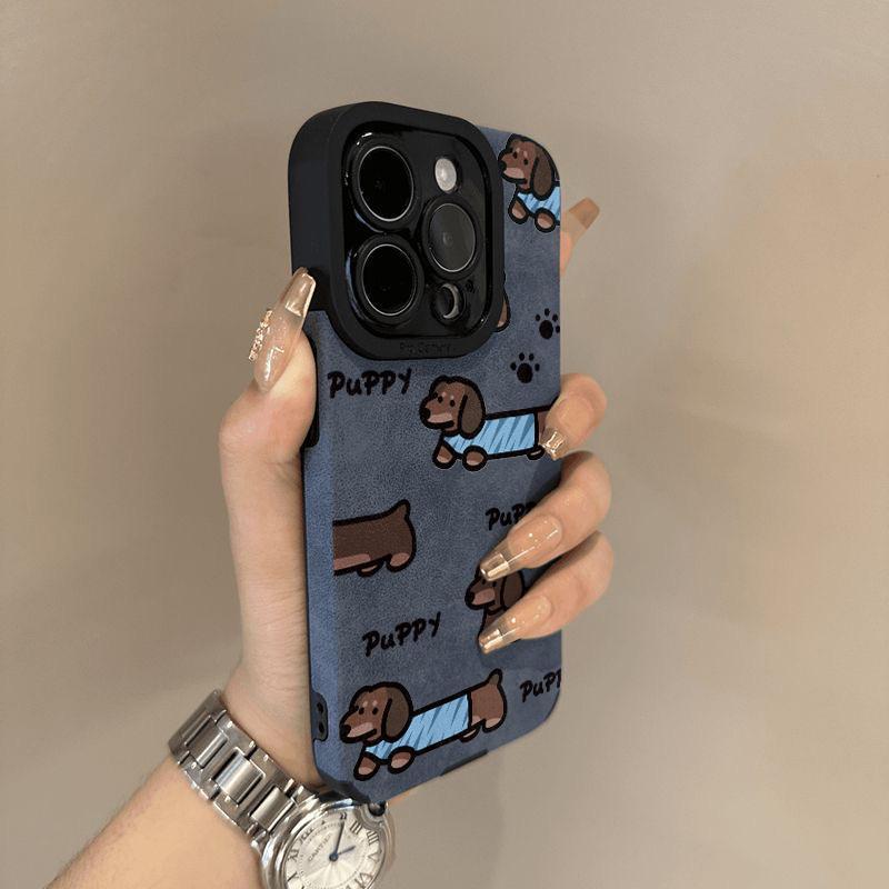 Autumn and Winter Full Screen Dachshund Dog Suitable for Apple 16Pro New 15 Flip Fur iPhon17promax Anti-drop Fine Hole