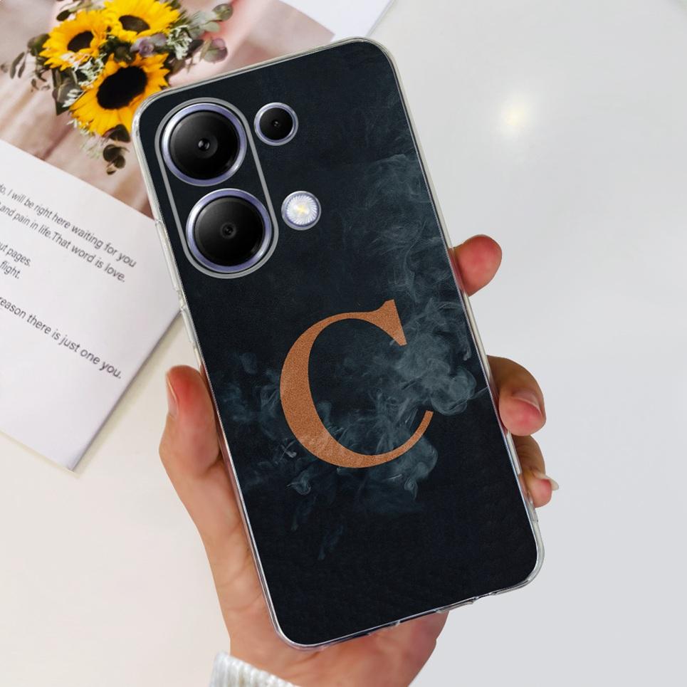 Letter Cass For Cover Xiaomi Poco M6 Pro 4G Phone Shell Mask For Xiaomi Redmi Note 13 Pro 4G Bumper Etui Coque Soft Clear TPU