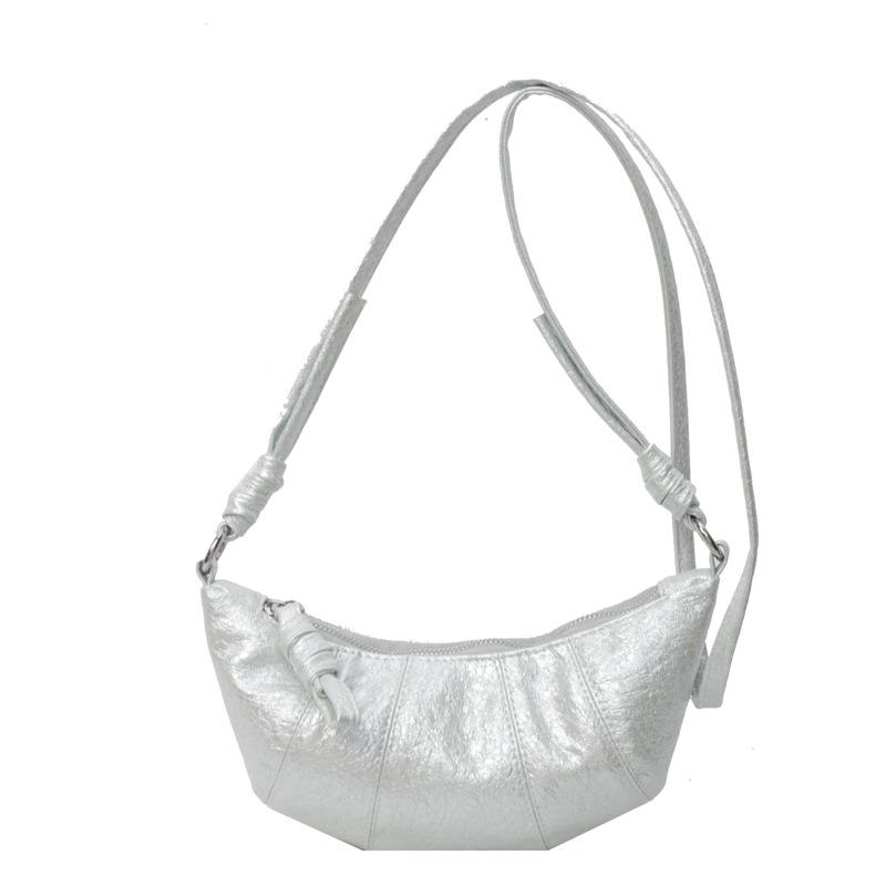 Fashion High-end Sense Niche Design Croissant Bag Versatile Personality Trend Foreign Style Solid Color PU Shoulder Messenger Bag