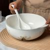 Silver 10-Inch Ceramic Soup Bowl with Handles: Durable, High-Temperature Resistant, Underglaze Design for Home Use.