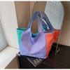 Dopamine Contrasting Color Large-capacity Tote Bag Summer New Simple Temperament Lazy Wind Shoulder Bag