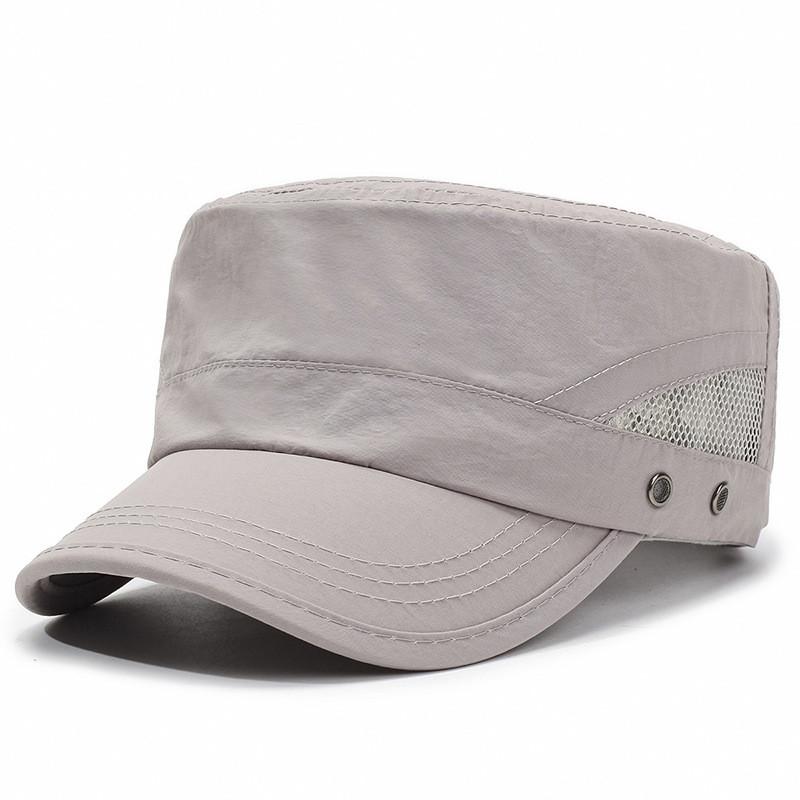 Summer Quick Dry Flat Top Cap With Adjustable Mesh For Outdoor Mens Sun Protection