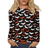 Women's Fashion Casual Halloween Printed Round Neck Long Sleeve Pullover Top
