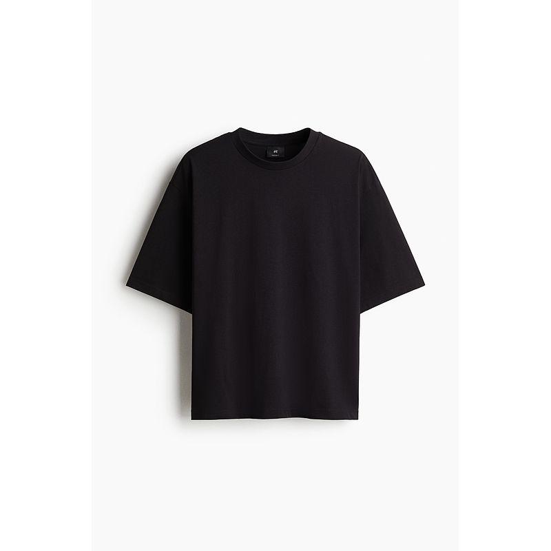

HM Men s Clothing T-shirt 2025 Summer New Large Profile T-shirt 1294399 Black 175/100