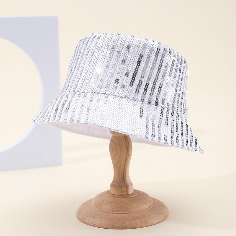 Wind Mixed Color Sequined Bucket Hat Female Fashion Versatile Internet Celebrity Face Small Hat Female Foldable Basin Hat