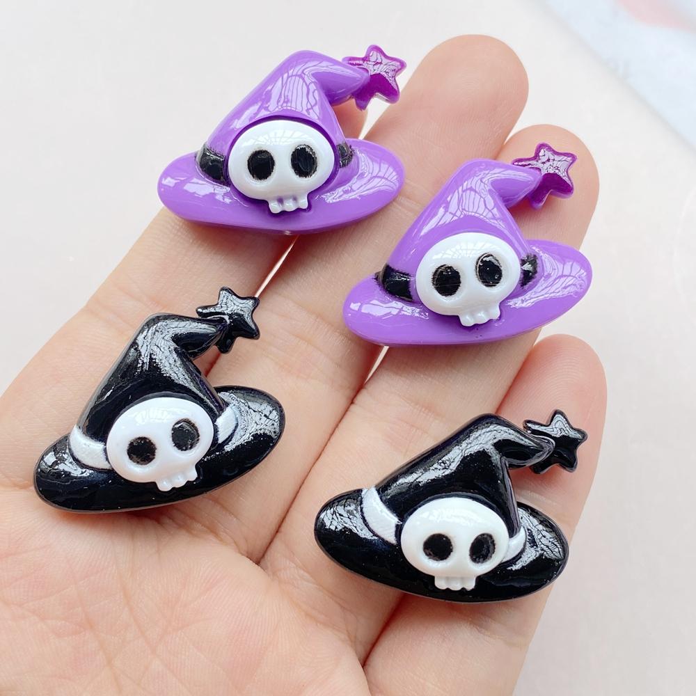 10PCS New Resin Cute Cartoon Skeleton Halloween Flat Back Home Decor DIY Scrapbook Crafts Jewelry Accessories