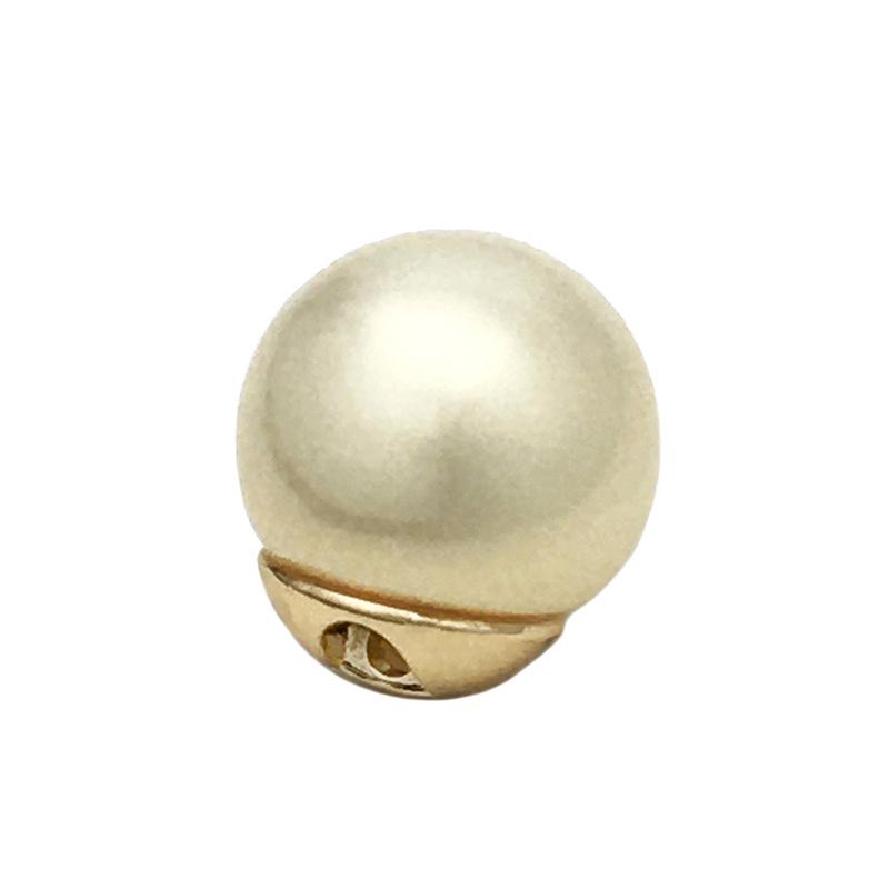 Beige High-Gloss Pearl Metal Button for Women's Shirt, Jacket, Cardigan, Sweater, or Coat