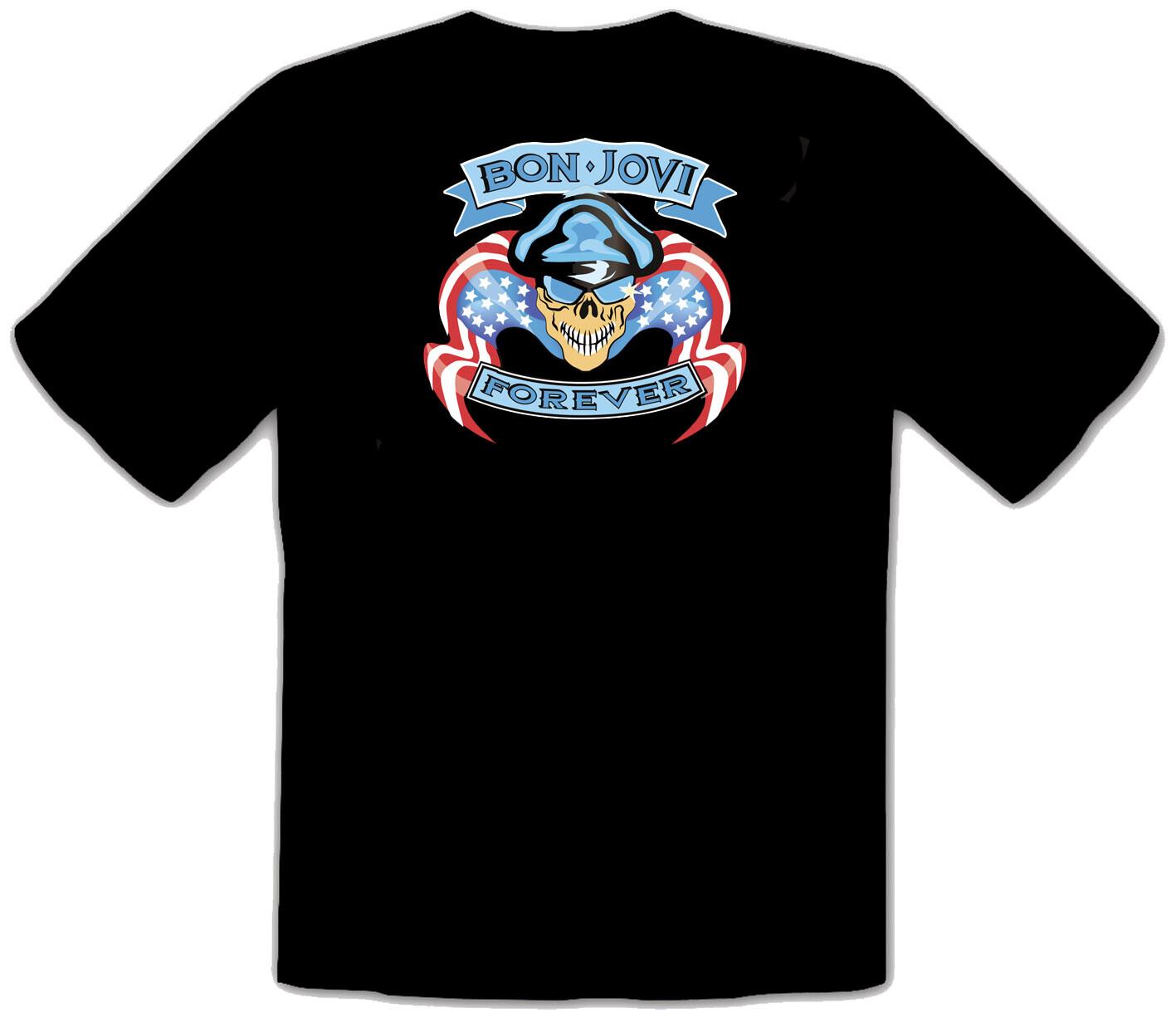 26 Bon Jovi Forever Punk Rock Music Fun Logo Black T-Shirt -550- Unisex T-Shirt XL