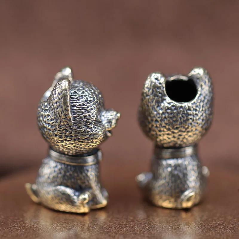 Cute Puppy Brass Knife Beads Animal Dog EDC Outdoor DIY Paracord Woven Lanyard Pendants Accessories Bracelets Charms Jewelry