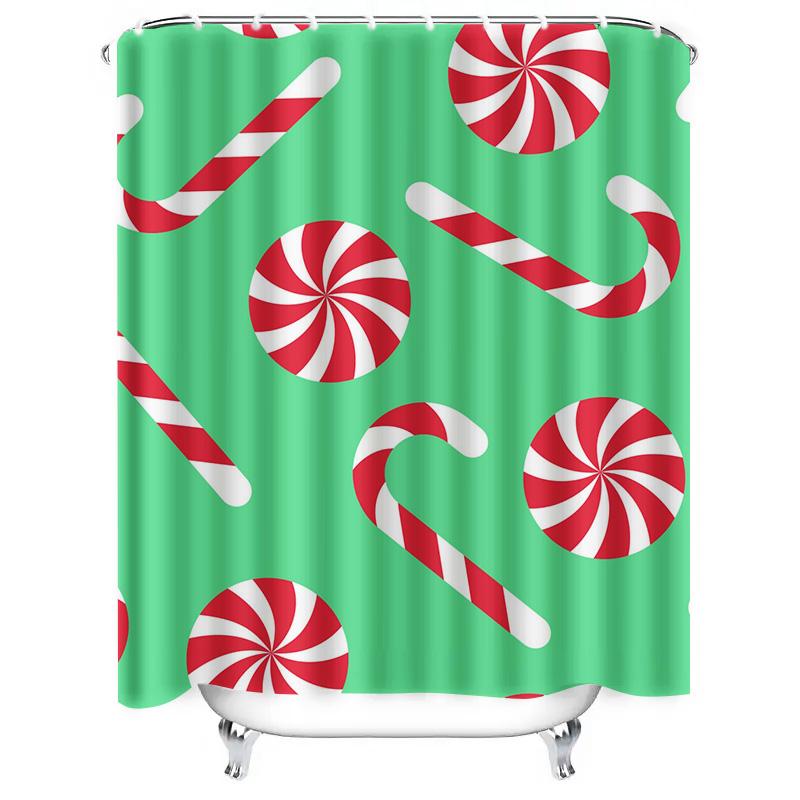 Tu Candy Cane Christmas Shower Curtain Festive Holiday Patterned Bathroom Decor Holiday Vibes Festive Design Modern Style Waterp