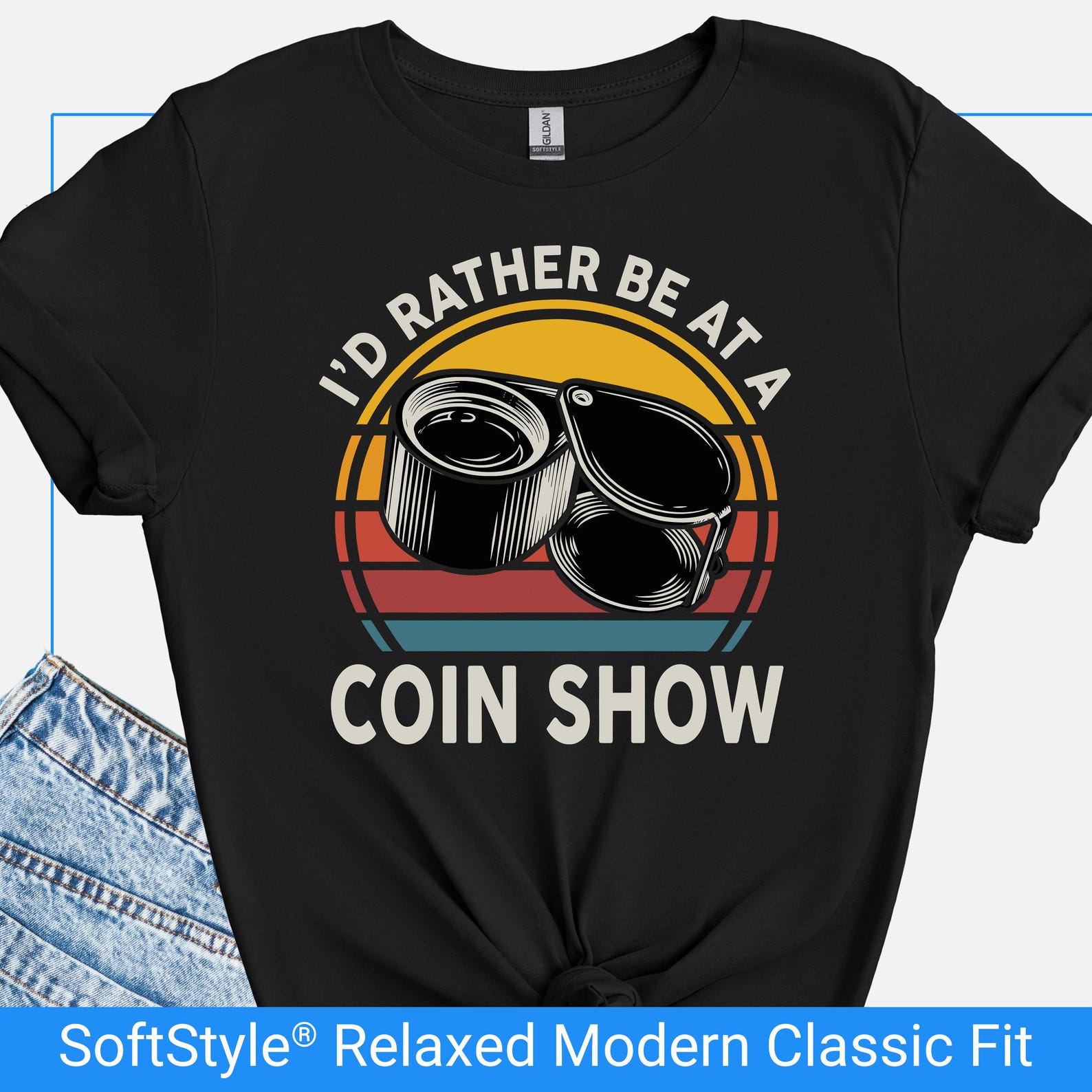 Coin Show Shirt, Funny Coin Collector Gift, Numismatist Humor, “I’d Rather Be at a Coin Show” Tshirt 3XL
